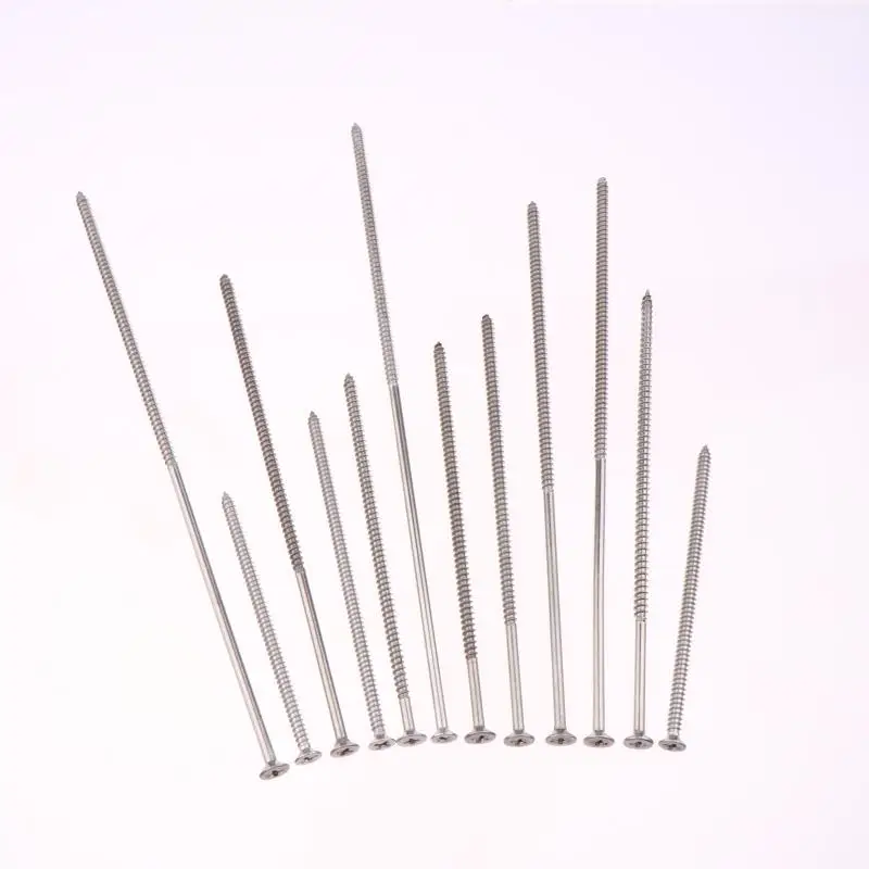 5/10 個 M4 延長平頭タッピング長い木ネジ 304 ステンレス鋼クロス皿頭セルフタッピングネジハードウェア