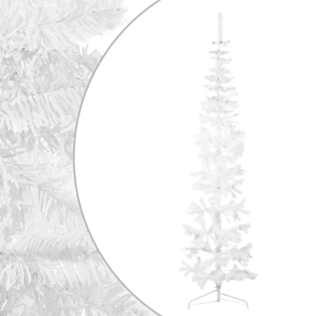 Vidaxl White Half Thin Artificial Christmas Tree With Support Cm