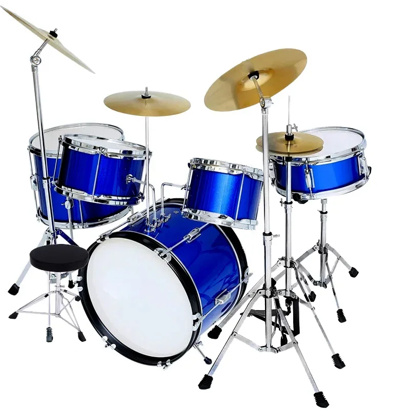

practice drums, jazz drums, five drums, two cymbals, and Western percussion instruments for beginners