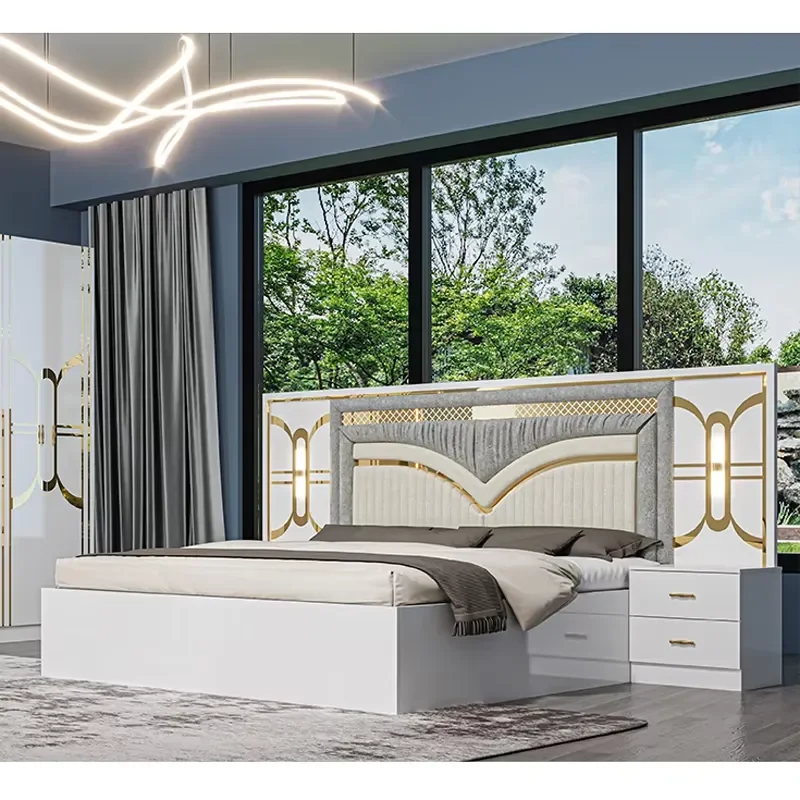 2026for Simple Modern King Room Full Set Home Du Wood Frame Bedroom Furniture Set