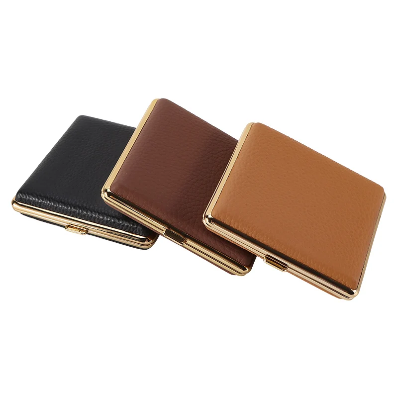 Deliate Good Quality Leather Cigarette Case 20 Capacity Simple Cigarette Case Smoking Accessories Craft