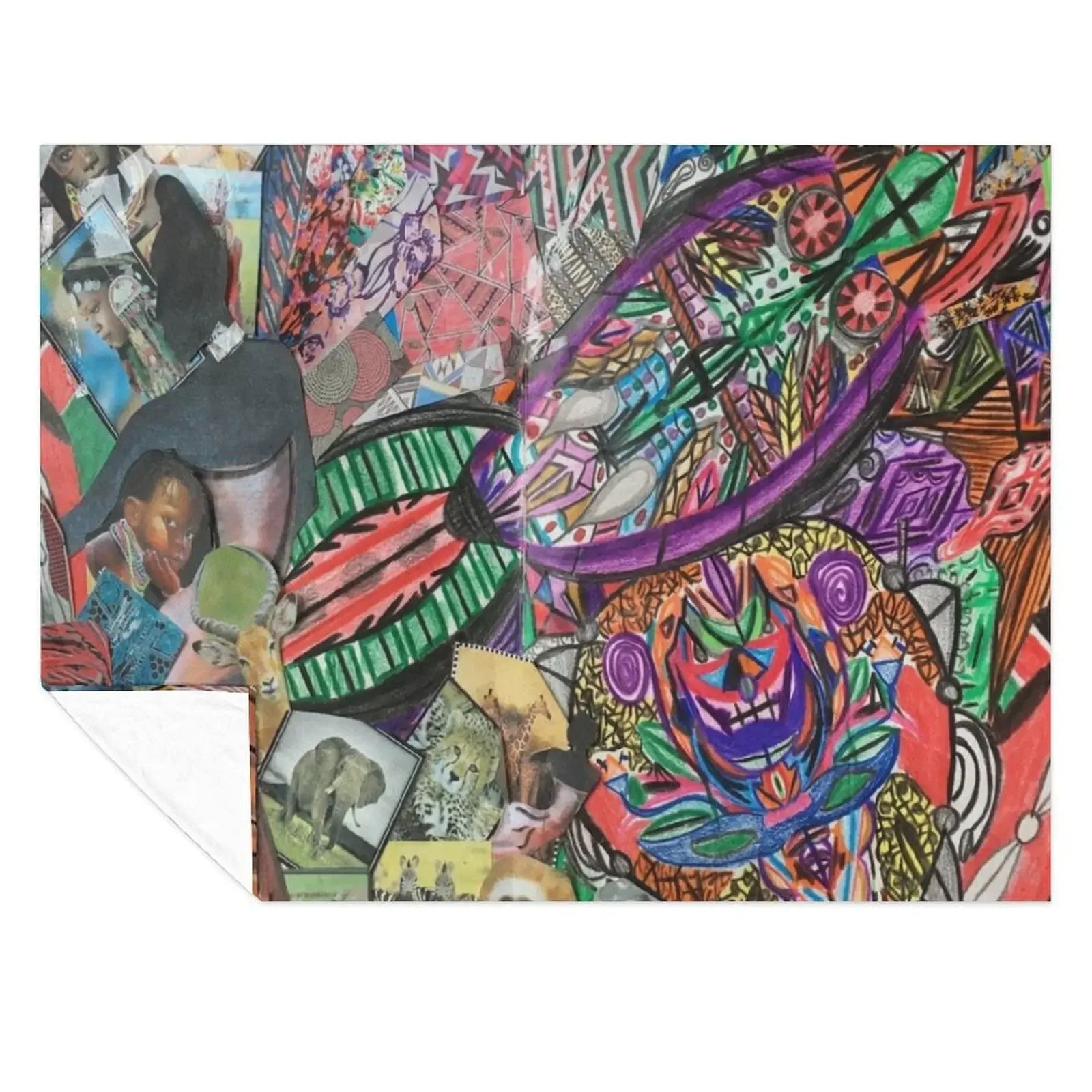 

Collage of Kenyan Culture Throw Blanket Vintage Thermals For Travel Luxury Thicken Luxury Brand Blankets