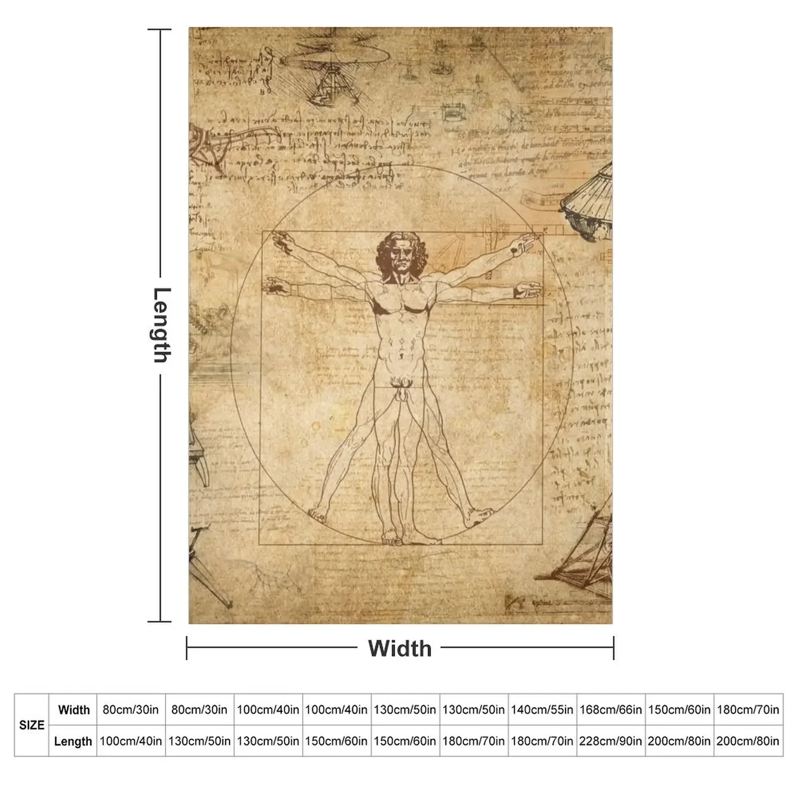 Leonardo da Vinci The Vitruvian Man (edited) Throw Blanket Winter beds Nap Blankets