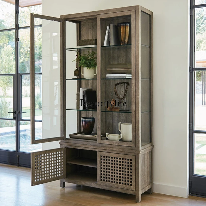 -*American modern simple light luxury solid wood storage dining cabinet home hotel villa can be customized