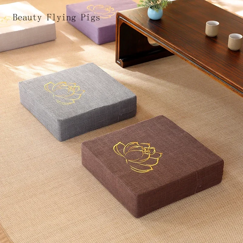 40X6CM Yoga Linen Cotton Hard Cushion Backrest Pillow Removable and Washable Japanese Living Room Tea Ceremony Tatami Mat