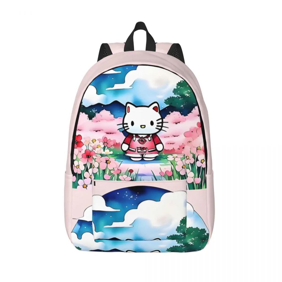 Snack Storage Hello Kitty In A Field Of Flowers Knapsack Weekend Picnic Sturdy Shoulder Sanrio Girl Boy Rucksack Birthday Gift