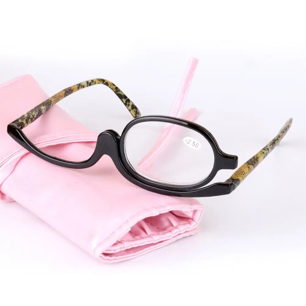 Folding Round Reading Glasses Women Men Rotating Makeup Presbyopia Eyeglasses Flip Down Lenses Cosmetic Magnifying Eyewear