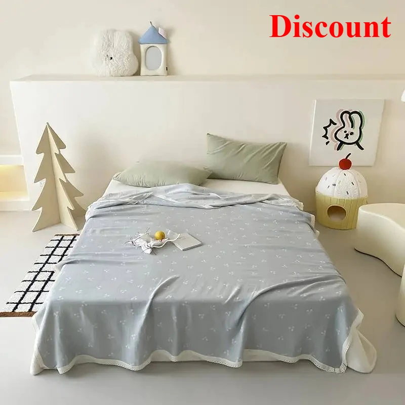

New popular lace tencel cotton colored woven jacquard cold blanket 150x200cm single product blanket silky and cool