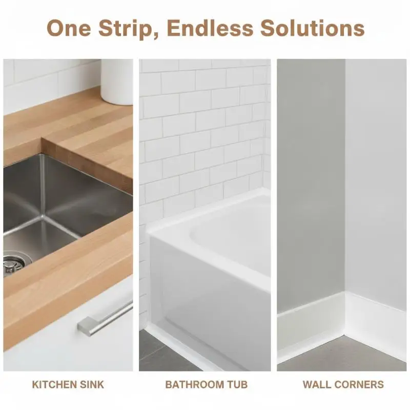 Self Adhesive Caulk Tape Oil Resistant Waterproof Sealing Strip Flexible for Kitchen Stove Bathroom Sink Sealing