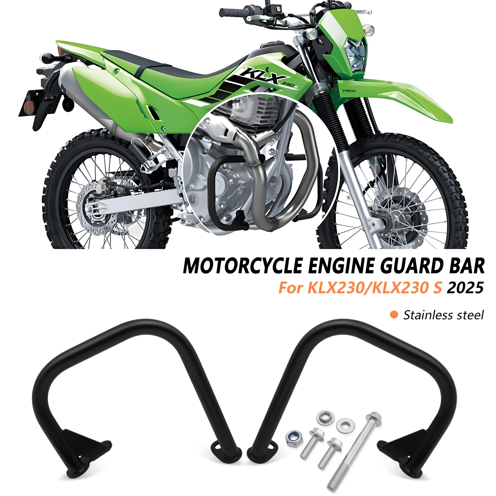 

For Motorcycle Accessories Anti-fall Protection Bar Bumper Lower Engine Guard Plate KLX230 2025 KLX 230S 2025 KLX 230 S 2025