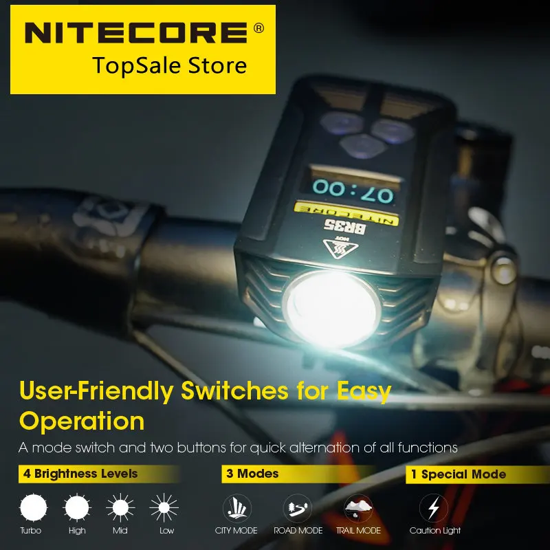 NITECORE BR35 1800 Lumen Bicycle Flashlight Strong Front Light Near Far Double Beam Riding  USB Charge with 6800mAh Battery