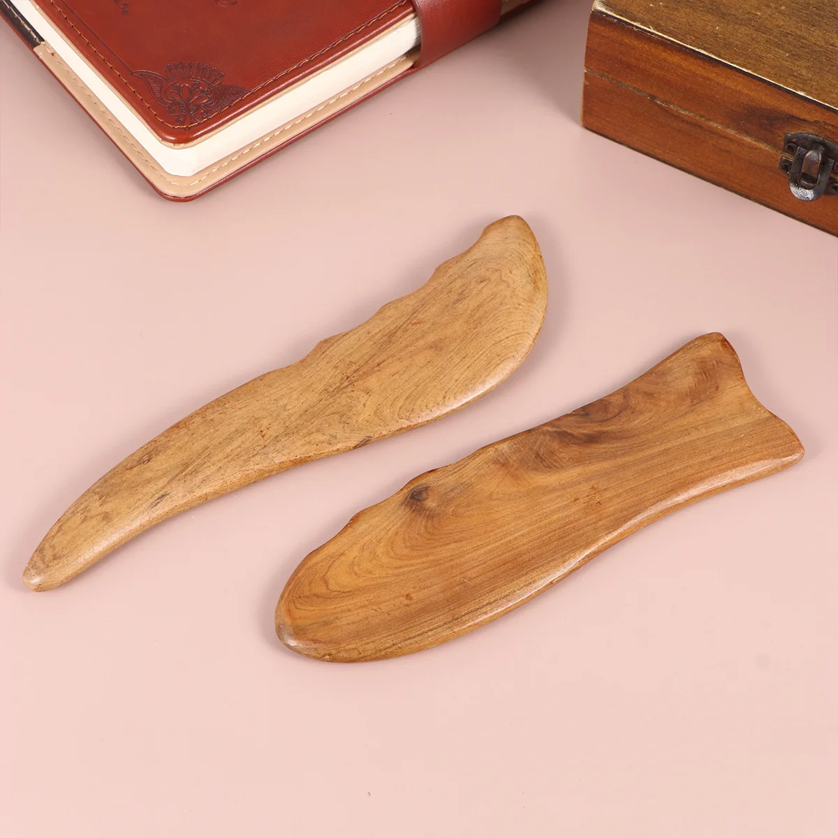 2pcs Wooden Scraping Board Natural Gua Sha Plate For Face Neck Shoulder Massage Portable Skin Care Tool Tense Muscles Relief