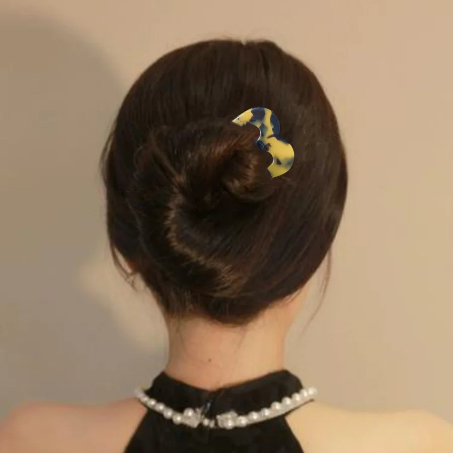 2pcs Women's Multicolor Acetic Acid U-Shaped Hairpin Bun Holder Chinese Style Hairpin French Low Bun Hairpin Mother's Day Gift image 6