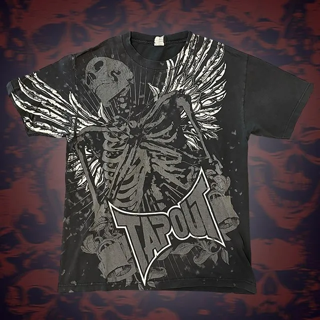 2000s Tapout Hip Hop Skull Graphic T Shirt Men Streetwear Goth Tops Casual Gothic Oversized Long Sleeve T-Shirt