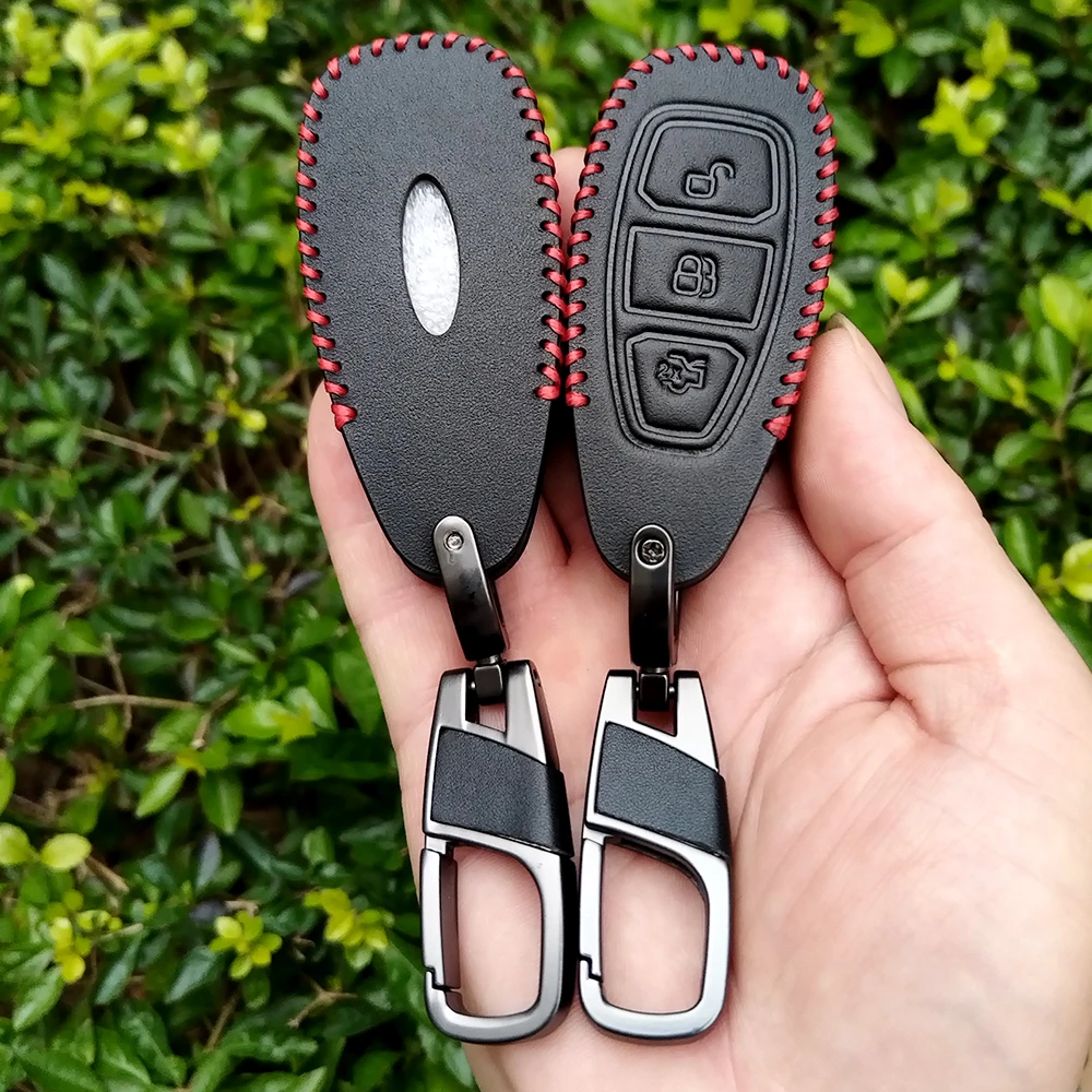 3 Buttons 100% Leather Car Key Case For Ford C-Max Mondeo Kuga Fiesta Titanium Ford Focus 3 4 ST MK3 MK4 Key Fob Cover Case Bag - Image 5