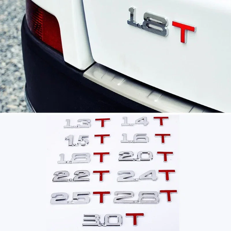 

Metal 1.6T 1.8T 2.2T 2.5T 3.0T Letter Decal Car Body Trunk Emblem Sticker for Ford Alfa Romeo Audi Toyota Honda Lexus Chevrolet