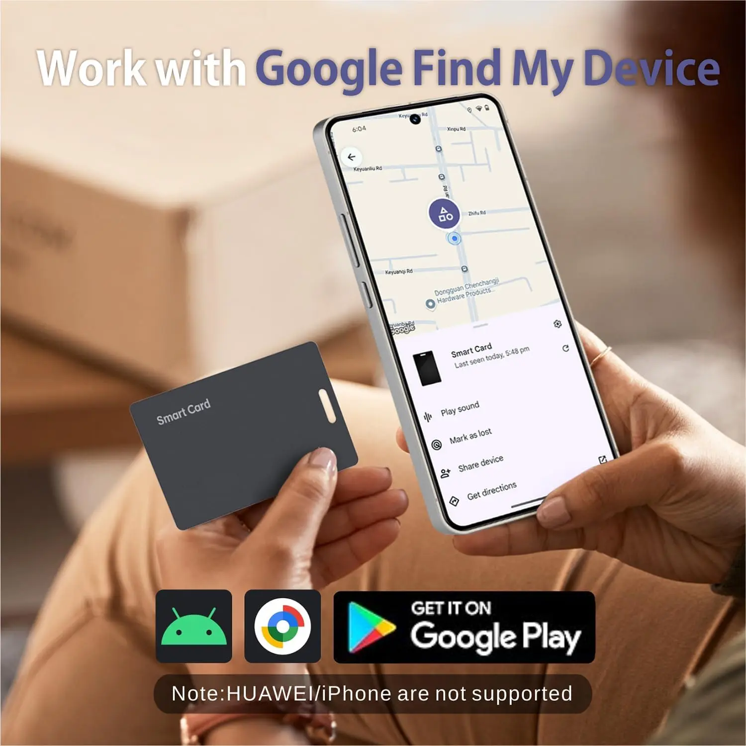 Wallet Tracker Card for Android, Rechargeable Wallet Finder, Compatible with Google Find My Device App  (Android Only)
