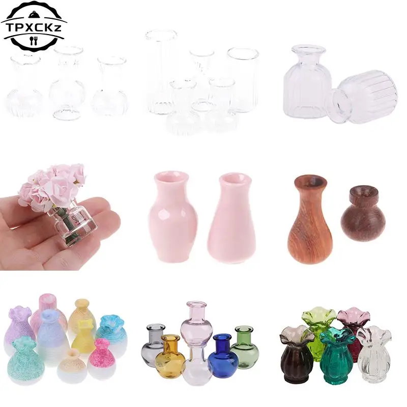 1pc/1set Dollhouse Mini Ceramic Porcelain Vase Accessories Doll House Miniatures 1:12 Accessories Decorative Miniature