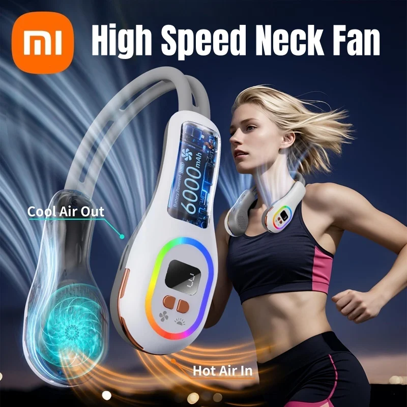

Безлопастной шейный вентилятор Xiaomi 360° ° Направление ветра 18 часов, долговечный носимый вентилятор без помощи рук для улицы, дома, путешествий, тренажерного зала, офиса, подарок