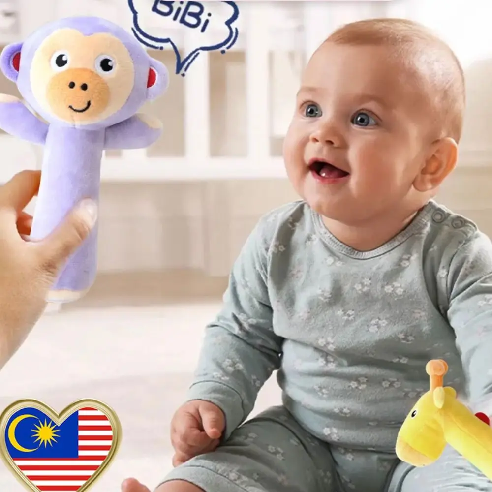 

Baby Hand Grab Puppet Plush Hand-cranked Bell Toys Soft Comfort Hand-cranked Stick Creative Cute Soothing Plush Animal Toy Baby
