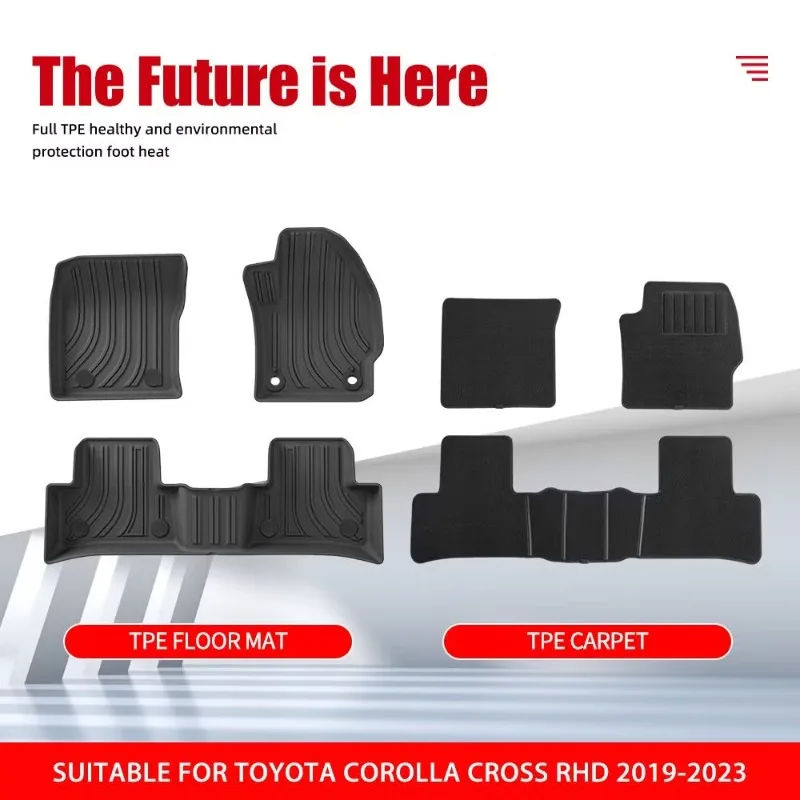 Rear Trunk Mat for Toyota Corolla Cross 2019-2023 TPE Floor Mats All-Weather Waterproof Car Mats Easy Clean Accessory