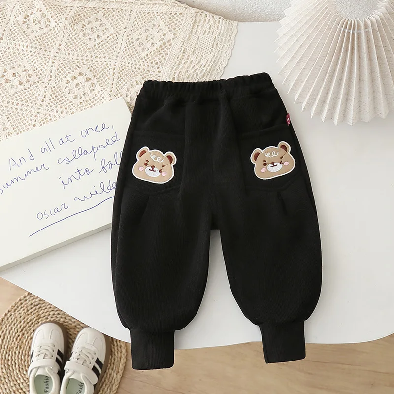 New Winter Baby Boys Clothes Children Girls Cartoon Thicken Warm Pants Infant Clothing Casual Toddler Trousers Kids Sportswear