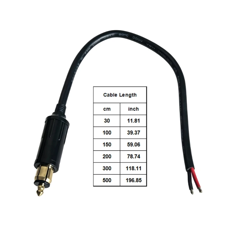 Q6PA DIN End and Open Wire Side Motorcycle Accessory Power Cable, 14 Wire Size Cord for Lighting and Inflator Wiring