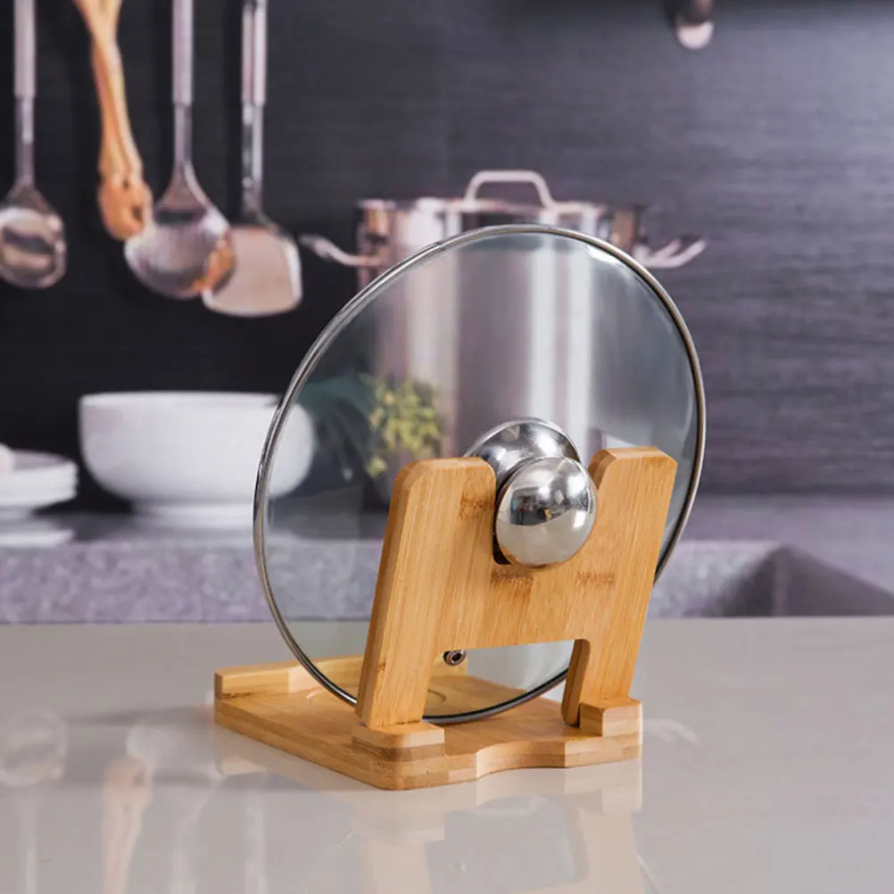 

Bamboo Pot Lid Shelf Storage Stand for Kitchen Cookware Utensils Organizer Rack High Quality Material Exquisite Design