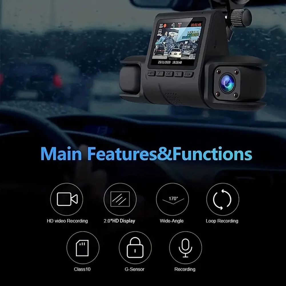 3 Lens Car DVR G-Sensor HD 1080P Night Vision Car Video Recorder Parking Monitor Auto Video Front Rear Camera Loop Recording