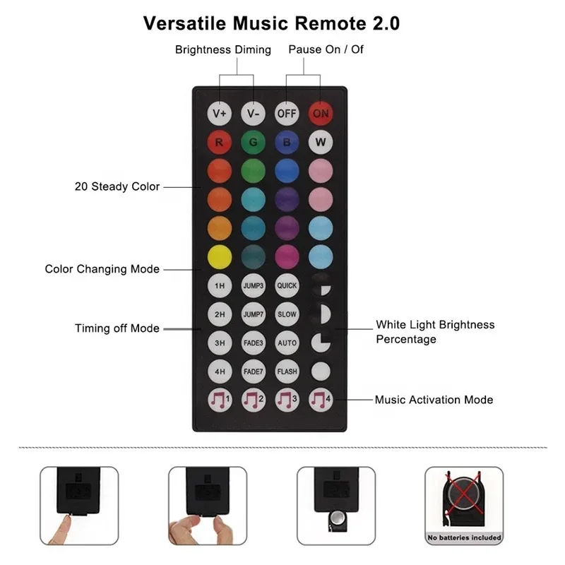 44 key mini infrared music controller, seven color mini dimming rgb light with LED controller