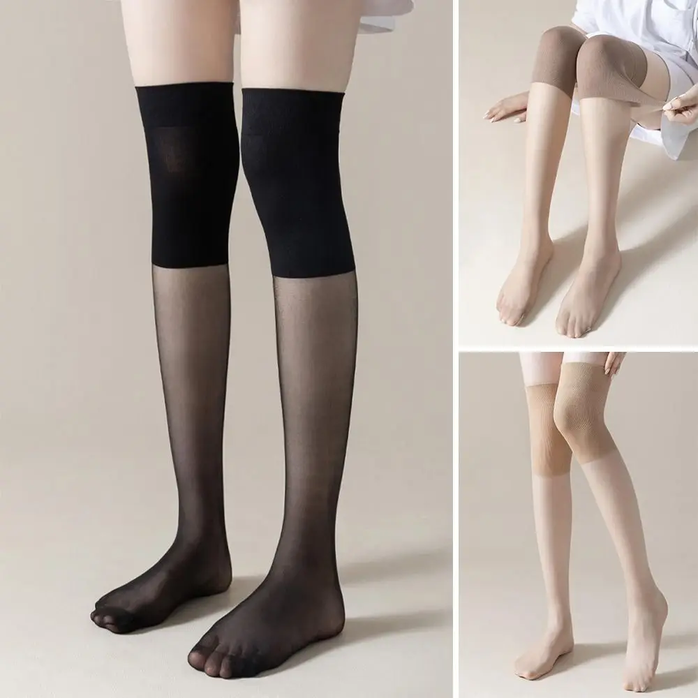 1Pair Useful Casual Women Over Knee Socks Simple Elegant Breathable Overknee Long Socks Anti Hook Transparent Calf Sock