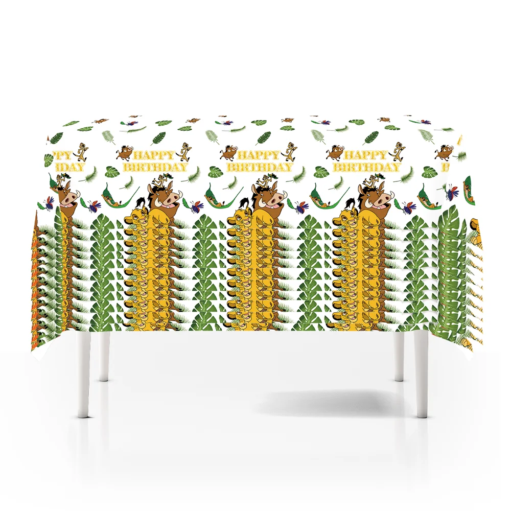 1/3pcs Lion King Simba Pumbaa Timon Jungle Printed Disposable Tablecloth Waterproof 108x180cm Safari Birthday Party Decorations