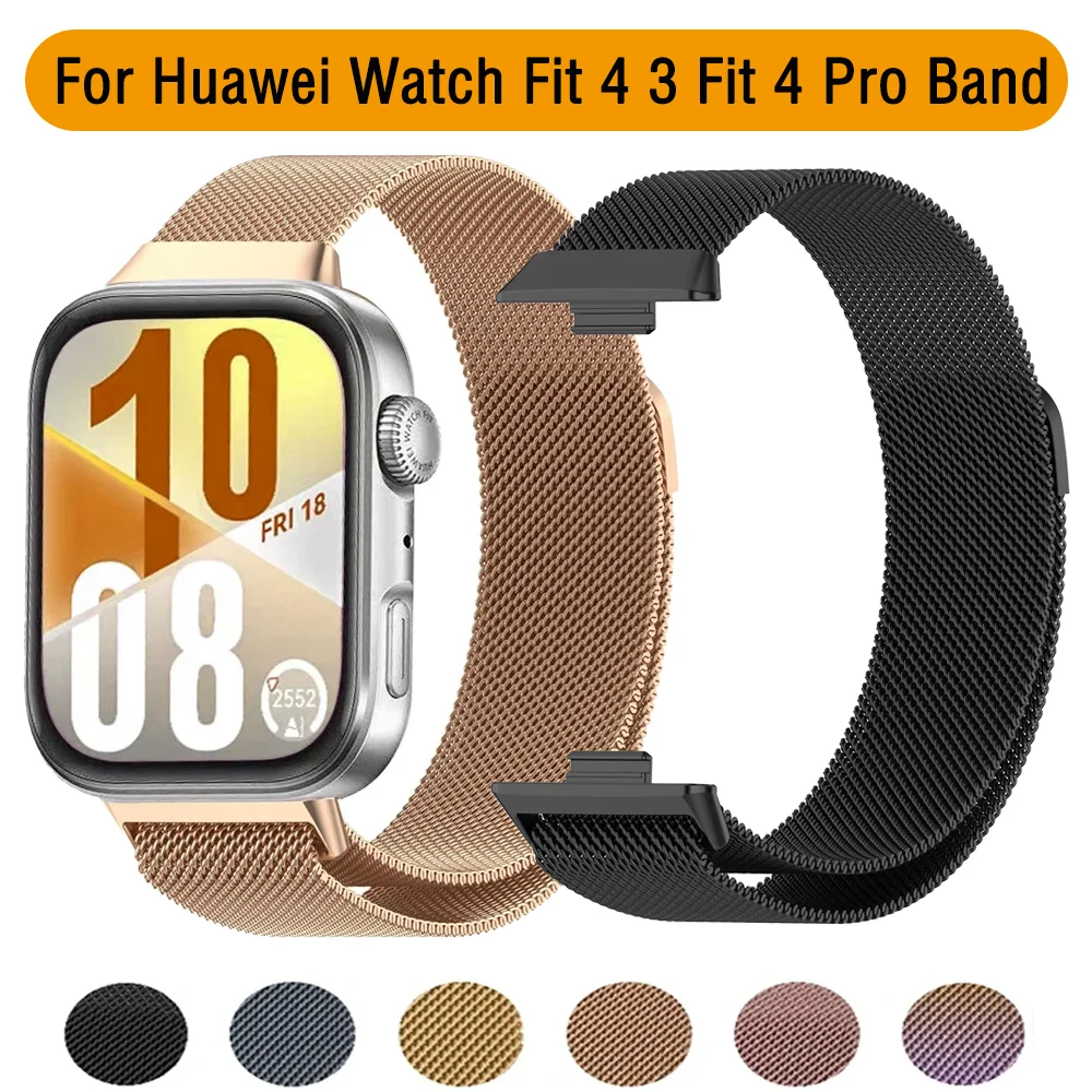 Pulseira de laço milanês para huawei watch fit 4 fit 3 pulseira magnética para huawei watch fit 4 pro correa acessórios