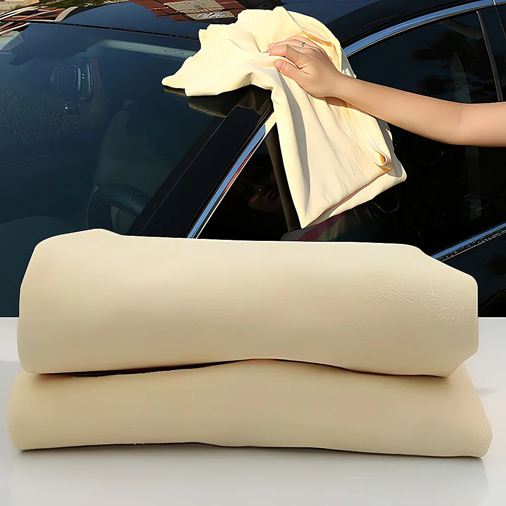 1pcs 60X90cm Auto Extra Large Motorcycle Natural Drying Free Shape Genuine Deer Skin Leather Cloth Wash Table Car Cleaning Stuff