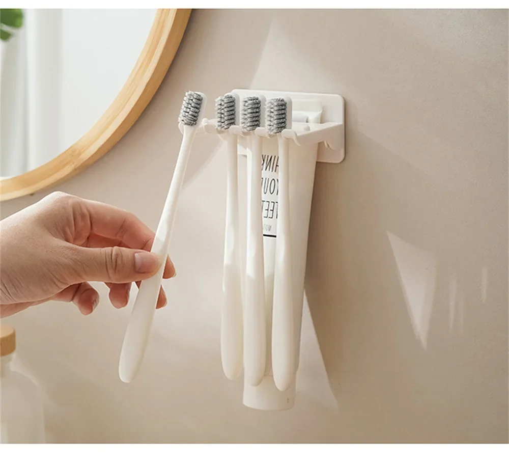 Appliance Rack Convenient Innovative Wall-mounted Toothbrush Holder with Storage Bathroom Toiletry Rack Toothpaste Holder