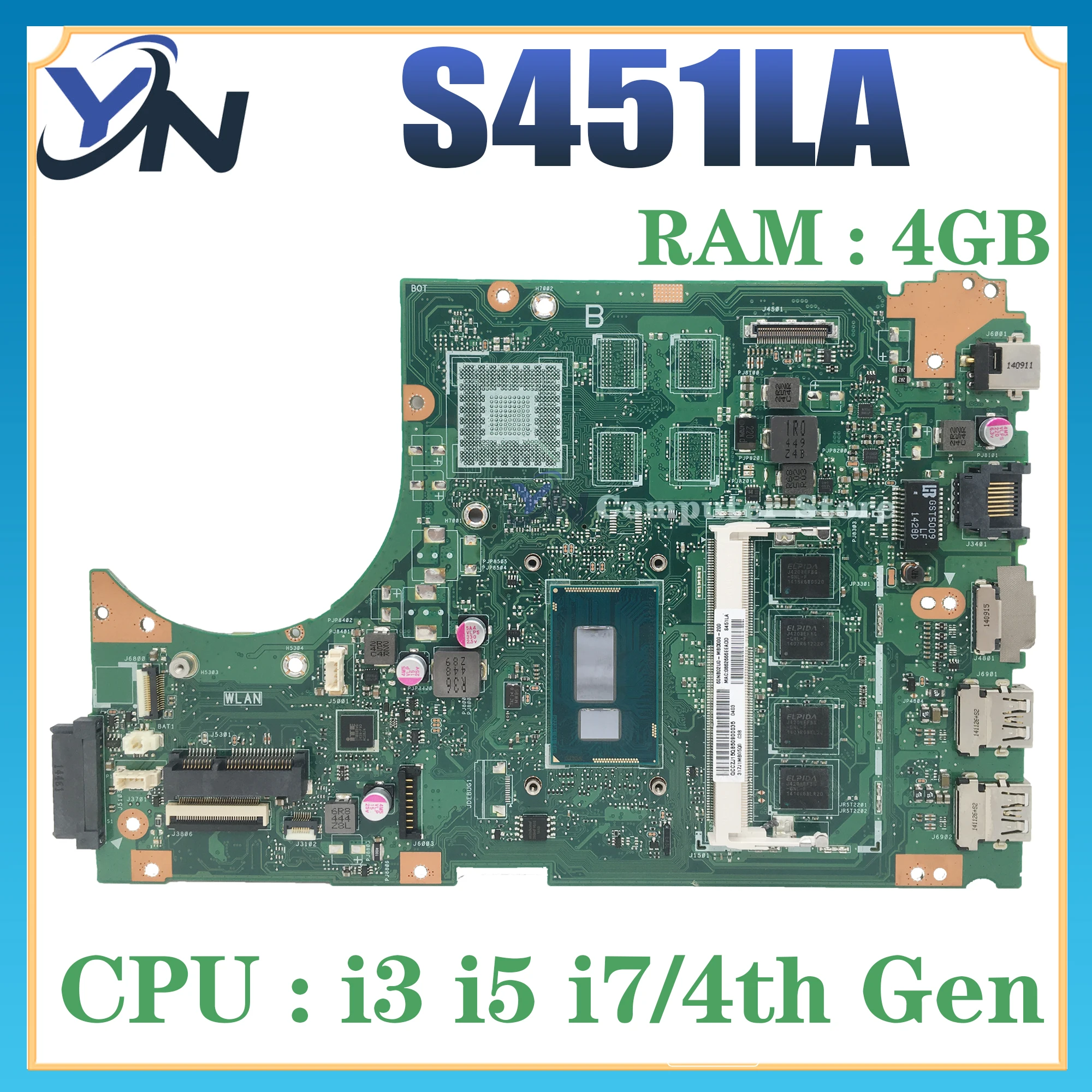 V451L Scheda Madre Per ASUS S451L S451LN S451LB S451LA S451 R451L K451L Scheda Madre Del Computer Portatile Con i3 i5 i7 UMA/PM 4GB/RAM