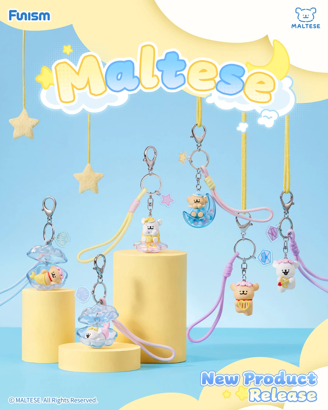 

Брелок-аксессуар FUNISM серии Maltese, сезон 2, с изображением щенка, фигурки-подвески, коллекционные игрушки-сюрпризы, фигурки-экшн-игрушки