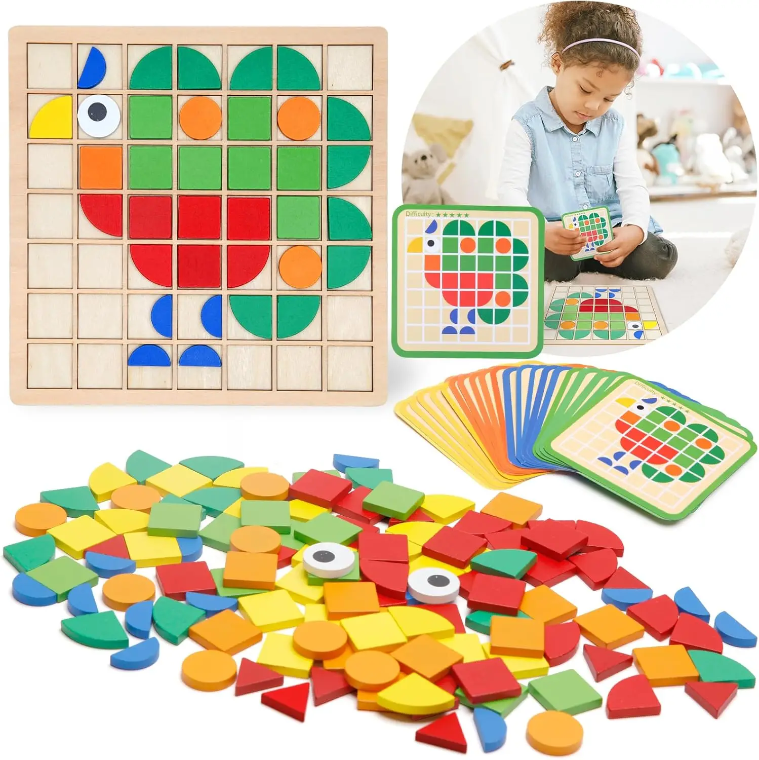 Montessori Tangram Educational, Geometric Shapes Puzzle Toys ,Colorful Pattern Montessori Children's Educational Gifts
