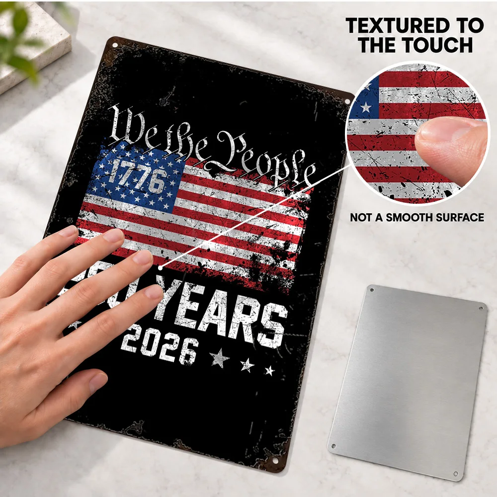 We The People 250 Years 2026 History Aluminum Poster Personalized Metal Sign Illustrated Historical Wall Art For Library Decor
