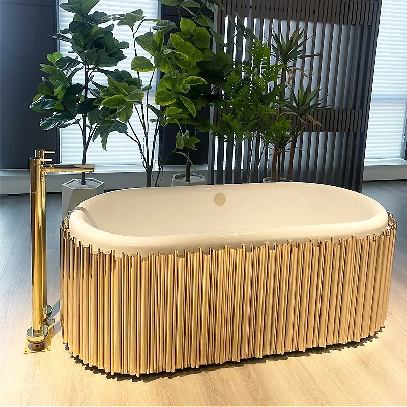 High Point Art Portuguese Round Designer Symphony Series 34 Stainless Steel Bathtub Hotel Mansion Bathing Basin