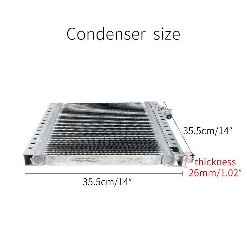14''x14''x26mm Universal Aluminium Condenser Radiator for Vintage Car Truck Hot Rod Radiator A/C Conditioner Parts