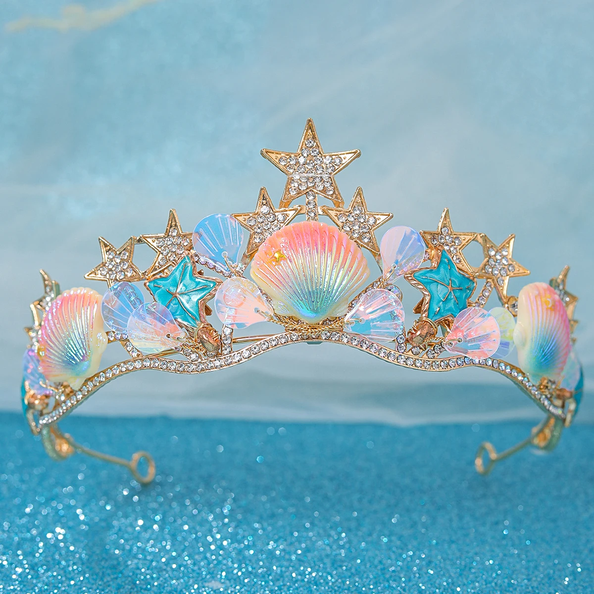 Children's Crown Headband Princess Headband Colored Shell Fish Scale Headband Exotic Style Hair Accessories Antique Style