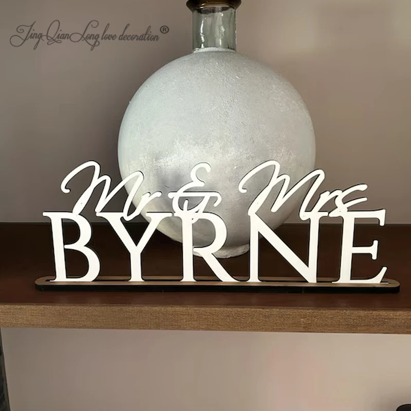 Custom Personalised Wedding Name Sign With Stand, Mr Mrs on Top Gift, Top Table Sign With Name, Coloured Wedding Name Signs, Tab