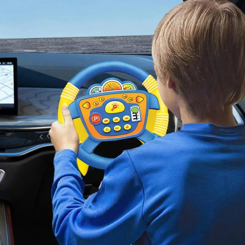 Steering Wheel For Kids Realistic Cartoon Children Driving Toy Cute Sensory Toys With Light & Sound Early Education Toys For