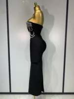 Women Sexy Strapless Diamond Lines Bodycon Bandage Long Dress Celebrity Red Carpet Dress Elegant Evening Birthday Party Dresses - Image 3