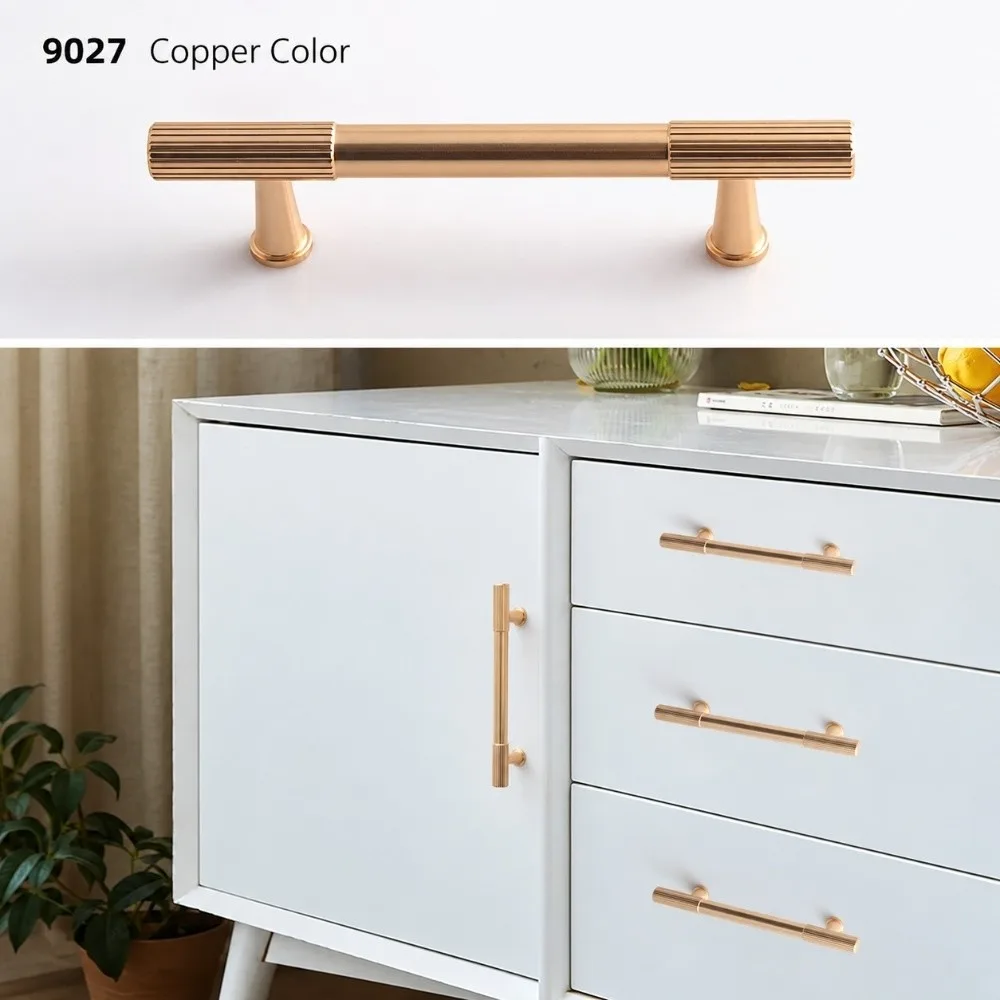 Minimalist Aluminum Alloy Cabinet Handles Vertical Grain Gold Black Drawer Knobs Modern Style Furniture Door Handles Wardrobe