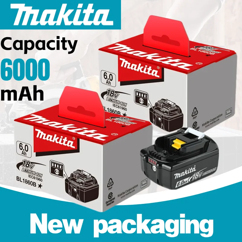 

High Performance Makita 18V Battery, 6Ah Batterie Makita 18V Lithium, with Power Indicator, Lightweight Design⚡ 2000mAh Cells