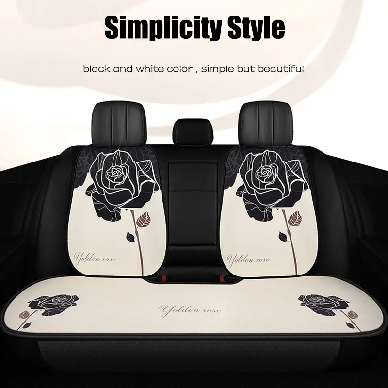 New Flower Print Car Seat Covers Fashion Breathable Ice Silk Car Seat Cushion Pad Decoration Dust Proof Interior Accessories