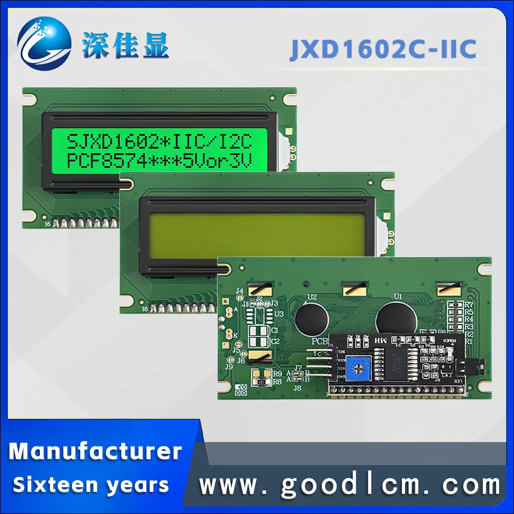 Module d'affichage LCD 1602, interface IIC/I2C, JXD1602C STN Green Positive, 16x2-line Character, LCM, prix abordable