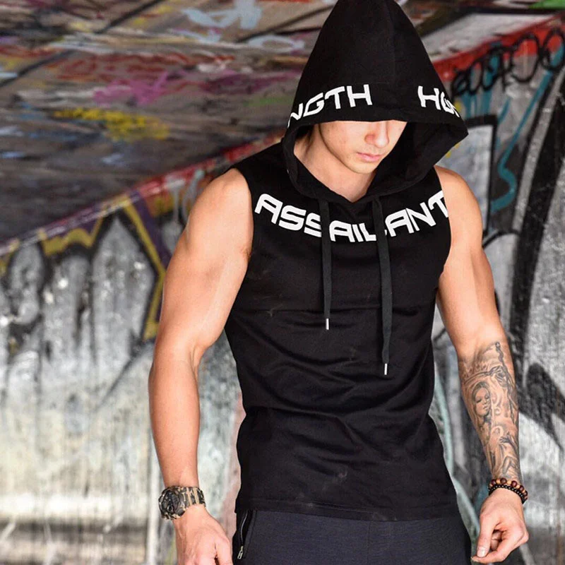 Men Tank Tops Gym Clothing Fitness Sleeveless Hoodies Vests Cotton Singlets Men Joggers Vest Bodybuilding Casual Clothing image 4